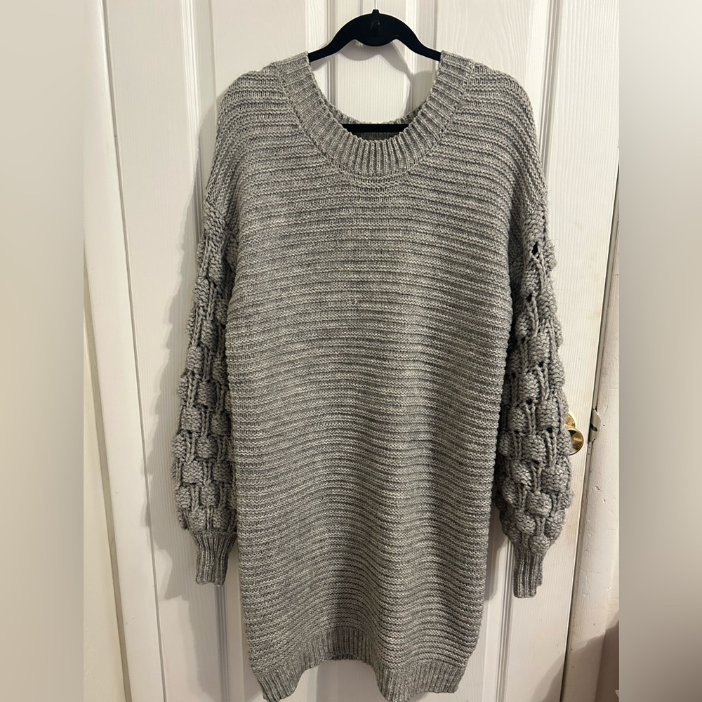 Sweater Dress With Bubble Sleevea